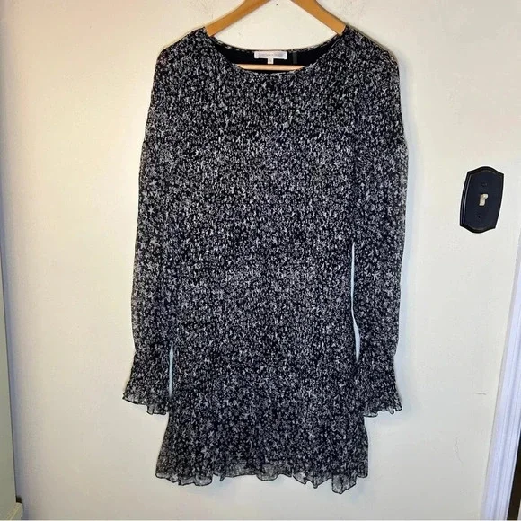 Love Shack Fancy Scarlett Evening Star Print Chiffon Ruched Mini Dress Size  L